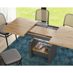 Heze Furniture Lotta 2 In 1 Extending Coffee / Dining Table 120-180Cm - Artisan Oak / Anthracite - thumbnail 5