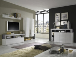 FurniComp LTD Furnicomp Lorenzo 3 Door White Gloss And Concrete Grey Sideboard - thumbnail 3
