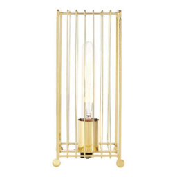 Orsina Gold Table Lamp, Luxe Gold Metal Base With Sculptural Geometric Design, Black Fabric Shade For Warm, - thumbnail 1