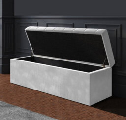 180Cm Sd Ottoman Storage Box, White Velvet Upholstered Chesterfield Storage Ottoman Box - thumbnail 2