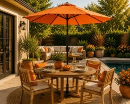 Shopnbits 3M Garden Parasol Sun Shade Canopy Patio Large Outdoor Umbrella Crank Tilt Orange - thumbnail 4