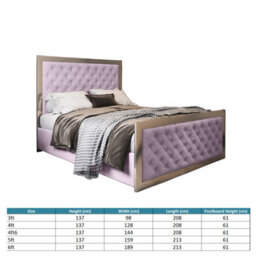 Minsmere Upholstered Soft Velvet Pink Metal Designer Bed Frame - thumbnail 7