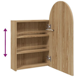 Vidaxl Bathroom Mirror Cabinet With Led Light Arched Oak 42X13X70 Cm - thumbnail 9
