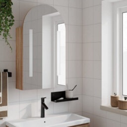 Vidaxl Bathroom Mirror Cabinet With Led Light Arched Oak 42X13X70 Cm - thumbnail 3