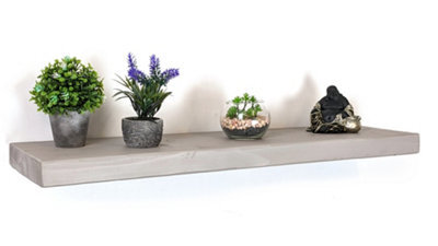 "Moderix Wooden Reclaimed Floating Shelf 9"" 220mm - Colour Antique Grey - Length 70Cm" - image 1