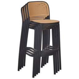 Beliani Set Of 4 Bar Chairs Plose Synthetic Material Beige - thumbnail 8