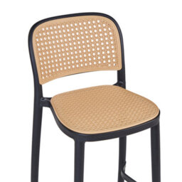 Beliani Set Of 4 Bar Chairs Plose Synthetic Material Beige - thumbnail 9