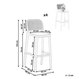 Beliani Set Of 4 Bar Chairs Plose Synthetic Material Beige - thumbnail 3