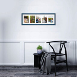 AK Frames 26X8 Navy Blue Classic Multi Photo Frame With White Mount - Holds 5 Apertures (5X) 6X4 Photos - thumbnail 3