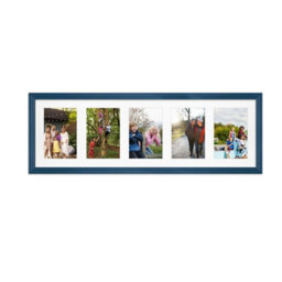 AK Frames 26X8 Navy Blue Classic Multi Photo Frame With White Mount - Holds 5 Apertures (5X) 6X4 Photos - thumbnail 1