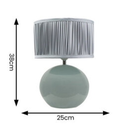 Valuelights Bosco Eucalyptus Ceramic Table Lamp With Ruched Pleated Powder Blue Fabric Drum Lamp Shade - thumbnail 4