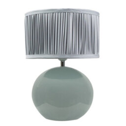 Valuelights Bosco Eucalyptus Ceramic Table Lamp With Ruched Pleated Powder Blue Fabric Drum Lamp Shade - thumbnail 3