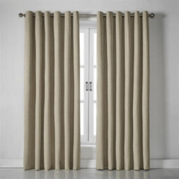 Luxury Living Linen Look Eyelet Ring Top Blackout Curtains Beige - thumbnail 2