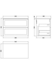 Balterley Stonnall Traditional Wall Hung 2 Drawers Vanity Unit With Carrera Marble Laminate Worktop, 800mm, Autumn Oak - thumbnail 5