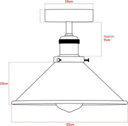 2 Pack Flush Mount Ceiling Light E27 Base Metal 22Cm White Cone Shade For Kitchen Hallway Living Room - thumbnail 3