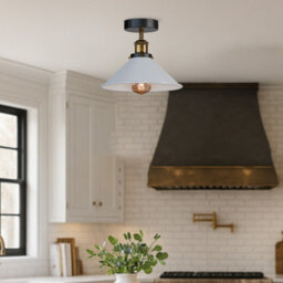 2 Pack Flush Mount Ceiling Light E27 Base Metal 22Cm White Cone Shade For Kitchen Hallway Living Room - thumbnail 5