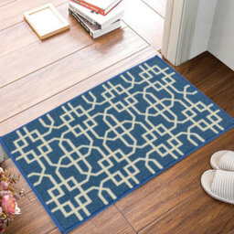 Smart Living Heavy Duty Machine Washable Runner For Hallway, Kitchen Non Slip Floor Mats, Door Mat 50Cm X 80Cm - Blue Cream