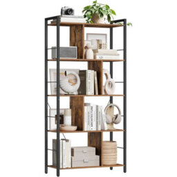 5-Tier Rustic Brown & Black Open Bookcase - thumbnail 1