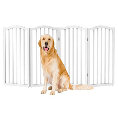 Darphe 4 Panel White Wooden Foldable Safety Gate With Support Feet - image 1