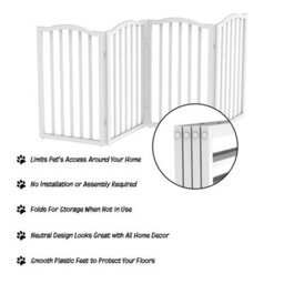 Darphe 4 Panel White Wooden Foldable Safety Gate With Support Feet - thumbnail 3