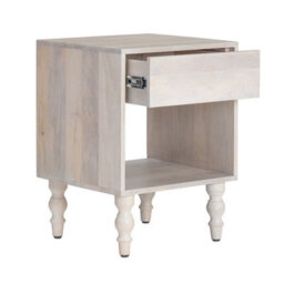 MH London Rhonda Solid Wood Nightstand Bedside Side Table Nightstand With Drawer In Whitewash - thumbnail 5
