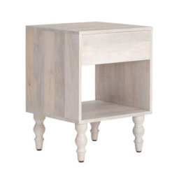 MH London Rhonda Solid Wood Nightstand Bedside Side Table Nightstand With Drawer In Whitewash - thumbnail 3