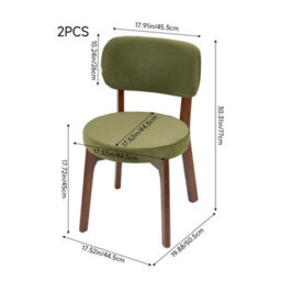 Living And Home 2Pcs Dark Green Upholstered Dining Chair With Wooden Frame, 45.5Cm W X 50.5Cm D X 77Cm H - thumbnail 5