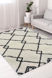 Melrose Shaggy Diamond Patterned Lines Indoor Large Area Rug 160/230Cm - thumbnail 1