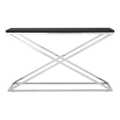 Premier Housewares Interiors By Premier Black And White Console Table, Luxury Modern Rectangular Console Table, Black Wood Hallway Console Table - image 1