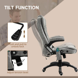 Vinsetto Office Chair W/ Heating Massage Points And Lumbar Support Grey - thumbnail 6