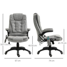 Vinsetto Office Chair W/ Heating Massage Points And Lumbar Support Grey - thumbnail 3