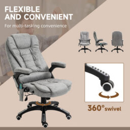 Vinsetto Office Chair W/ Heating Massage Points And Lumbar Support Grey - thumbnail 8