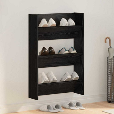 Walplus Wall Shoe Cabinet With Shelf Other Black Oak Engineered Wood - image 1