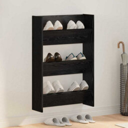 Walplus Wall Shoe Cabinet With Shelf Other Black Oak Engineered Wood - thumbnail 1