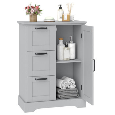 Gainoom Wooden Rustic Oak Floor Cabinet Farmhouse Storage Organizer Freestanding Kitchen Sideboard Buffet Cabinet - image 1