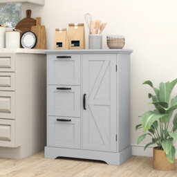Gainoom Wooden Rustic Oak Floor Cabinet Farmhouse Storage Organizer Freestanding Kitchen Sideboard Buffet Cabinet - thumbnail 5