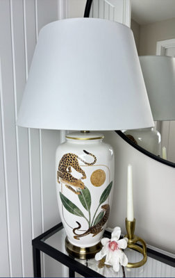 Downton Interiors Leopard Ceramic Table Lamp With Plain Shade - image 1