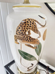 Downton Interiors Leopard Ceramic Table Lamp With Plain Shade - thumbnail 3