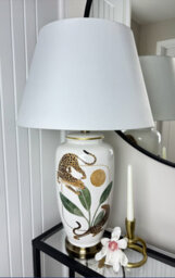 Downton Interiors Leopard Ceramic Table Lamp With Plain Shade - thumbnail 1