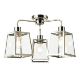 Litecraft Emery Brushed Chrome 3 Arm Semi Flush Ceiling Light - thumbnail 2