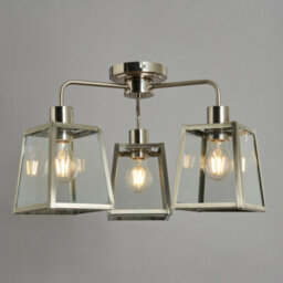Litecraft Emery Brushed Chrome 3 Arm Semi Flush Ceiling Light - thumbnail 3