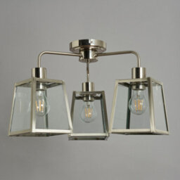 Litecraft Emery Brushed Chrome 3 Arm Semi Flush Ceiling Light - thumbnail 4