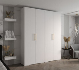 Arte Elegant White Inova 3 Hinged Door Wardrobe W2000mm H2370mm D470mm - Versatile Storage With Gold Vertical Handles - thumbnail 2