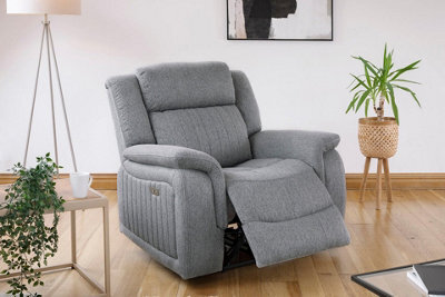 Stratus Interiors Linden Grey Fabric Electric Recliner Sofa 2 Seat 3 Seat Armchair - 1 Seater - image 1
