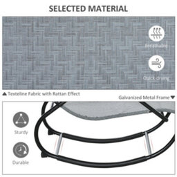 Outsunny Zero Gravity Rocking Lounge Chair Pillow Garden Outdoor Furniture Grey - thumbnail 6