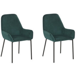 Beliani Set Of 2 Dining Chairs Loverna Corduroy Dark Green - thumbnail 4