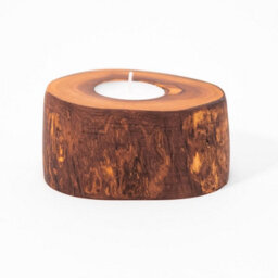 Verano Spanish Ceramics Olive Wood Natural Grained Home Décor Set Of 2 Rustic Tea Light Holders (Diam) 9Cm - thumbnail 2