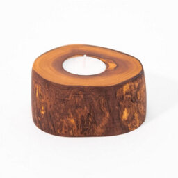 Verano Spanish Ceramics Olive Wood Natural Grained Home Décor Set Of 2 Rustic Tea Light Holders (Diam) 9Cm - thumbnail 3