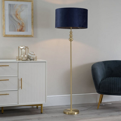 Valuelights Marissa Gold Stacked Ball Floor Lamp With Navy Blue Velvet Shade - Led Bulb Included - image 1