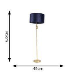 Valuelights Marissa Gold Stacked Ball Floor Lamp With Navy Blue Velvet Shade - Led Bulb Included - thumbnail 6